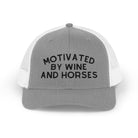 Motivated by Wine & Horses Trucker Hat Embroidered TCC Hat The Cinchy Cowgirl - Print Heather Grey / White