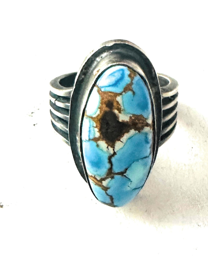 Size 8.75 Navajo Golden Hills Turquoise & Sterling Silver Ring NT jewelry Nizhoni Traders LLC   