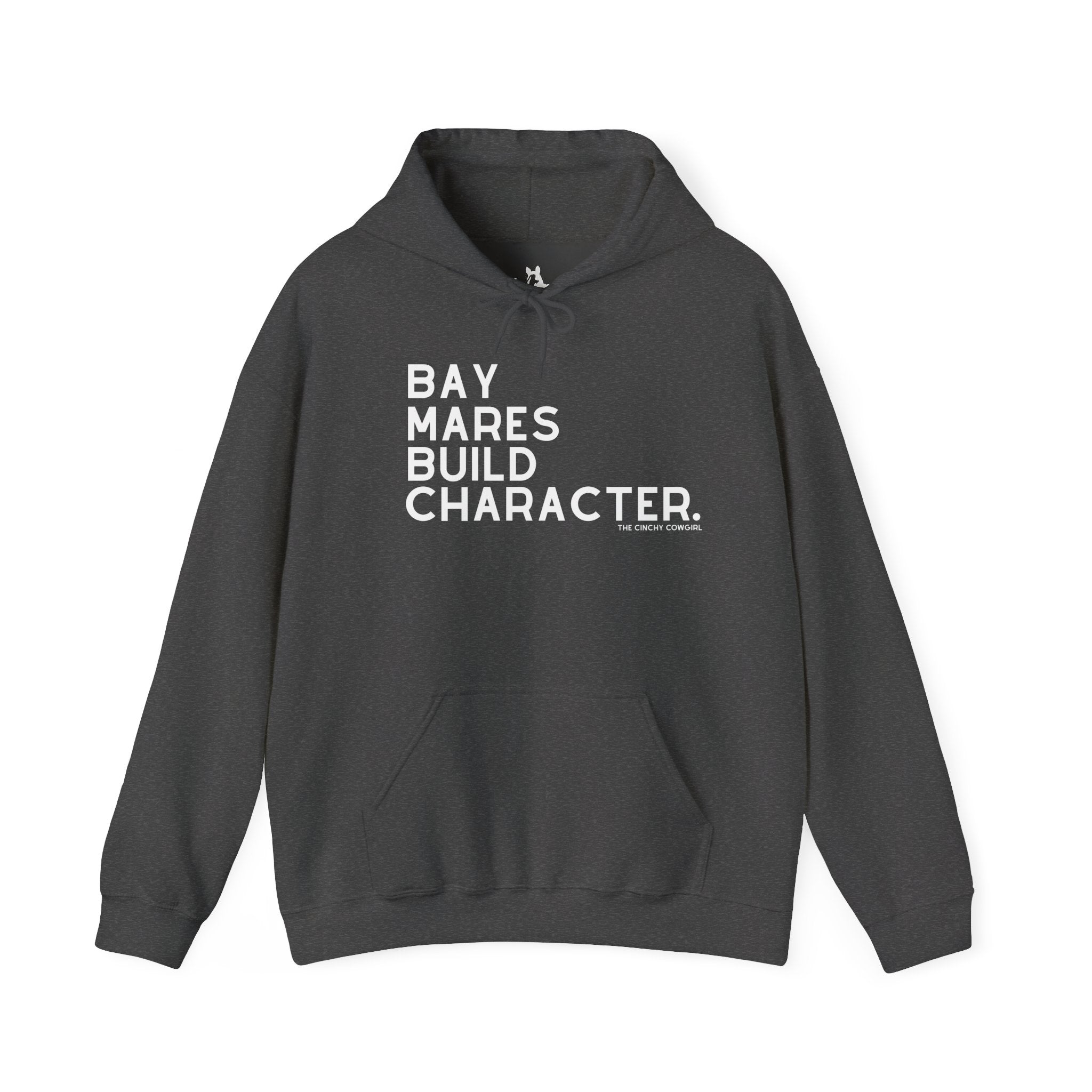 Bay Mares Build Character Hoodie Hoodie The Cinchy Cowgirl - Print Dark Heather S