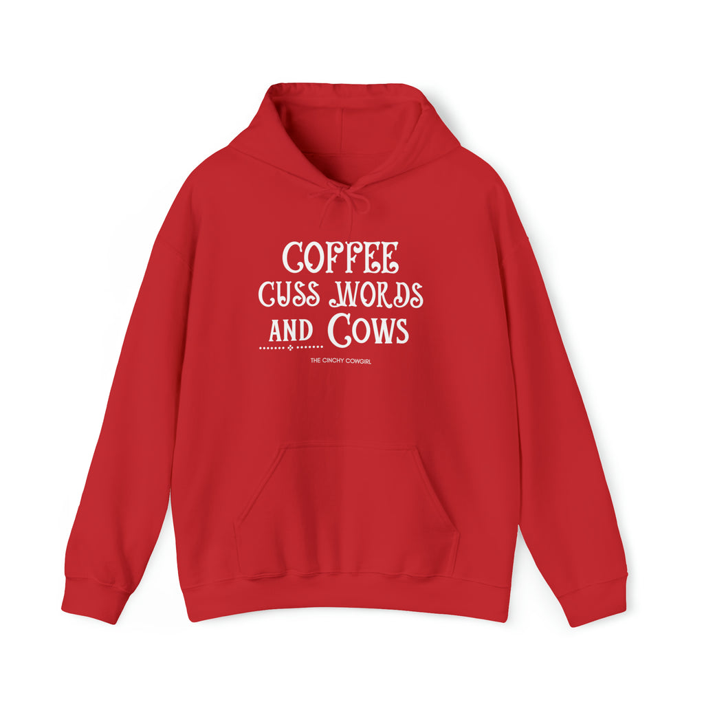 Coffee Cuss Words Cows Hoodie Hoodie Printify Red S 