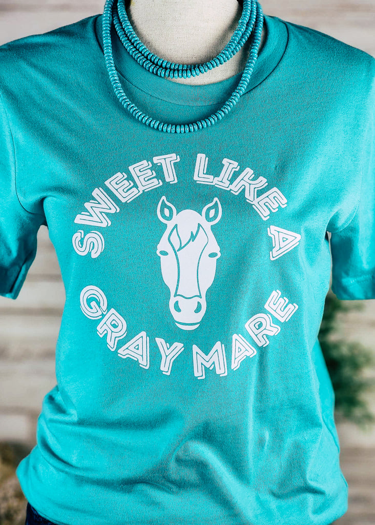 Teal Sweet Like A Gray Mare Short Sleeve Tee Horse Color Shirt Printify XS  