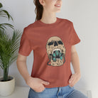 Squash Blossom Skull Short Sleeve Tee tcc graphic tee Printify Heather Clay XS 