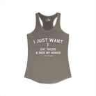 I Just Want To Eat Tacos And Ride My Horse Tank Top Tank Top The Cinchy Cowgirl - Print XS Solid Warm Gray