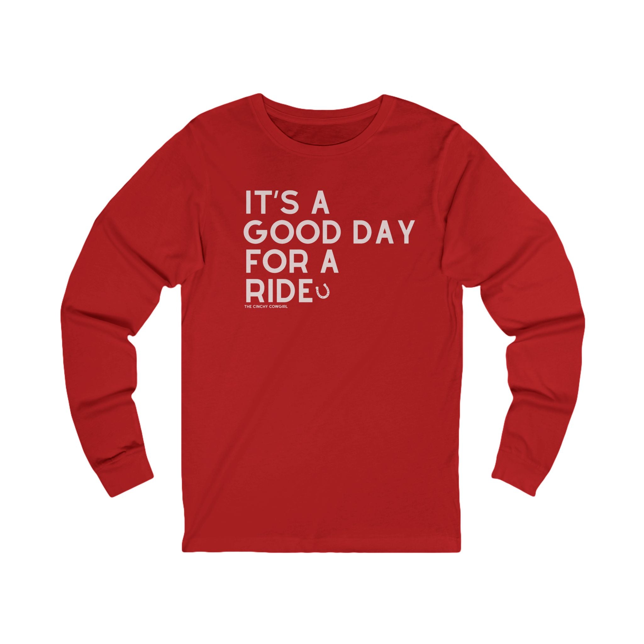 It's A Good Day For A Ride Long Sleeve Tee Long-sleeve The Cinchy Cowgirl - Print S Red