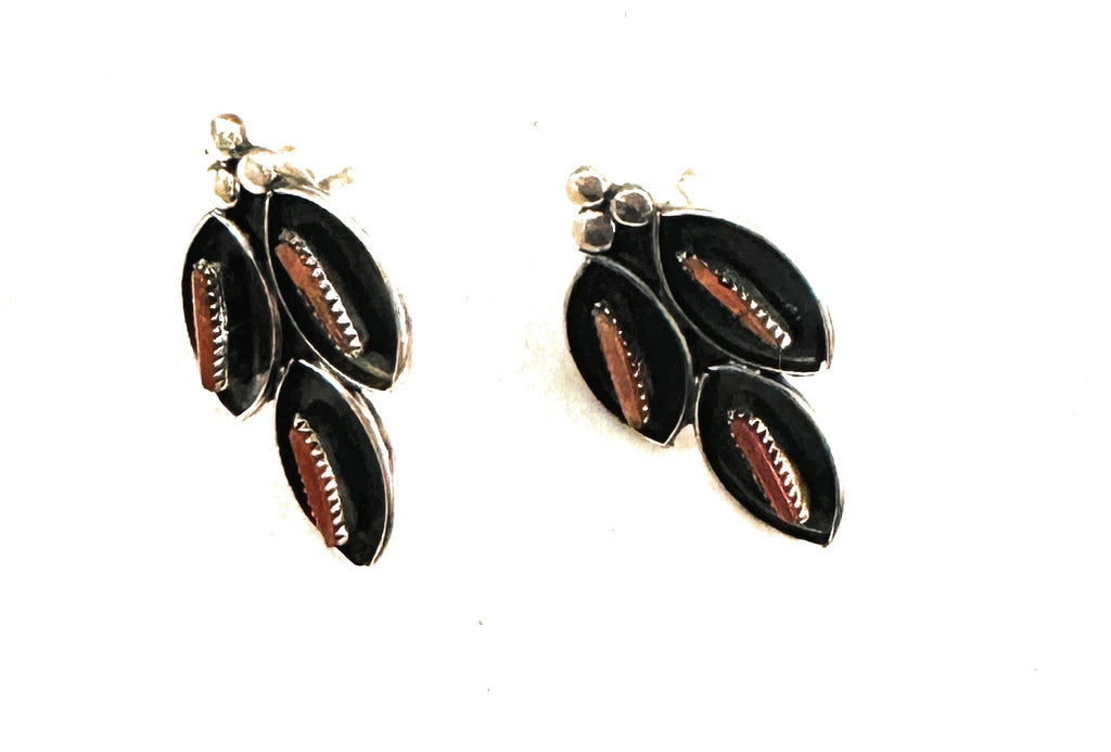 Shadowbox Coral Post Earrings NT jewelry Nizhoni Traders LLC   
