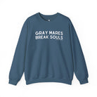 Gray Mares Break Souls Pullover Sweatshirt The Cinchy Cowgirl - Print S Indigo Blue