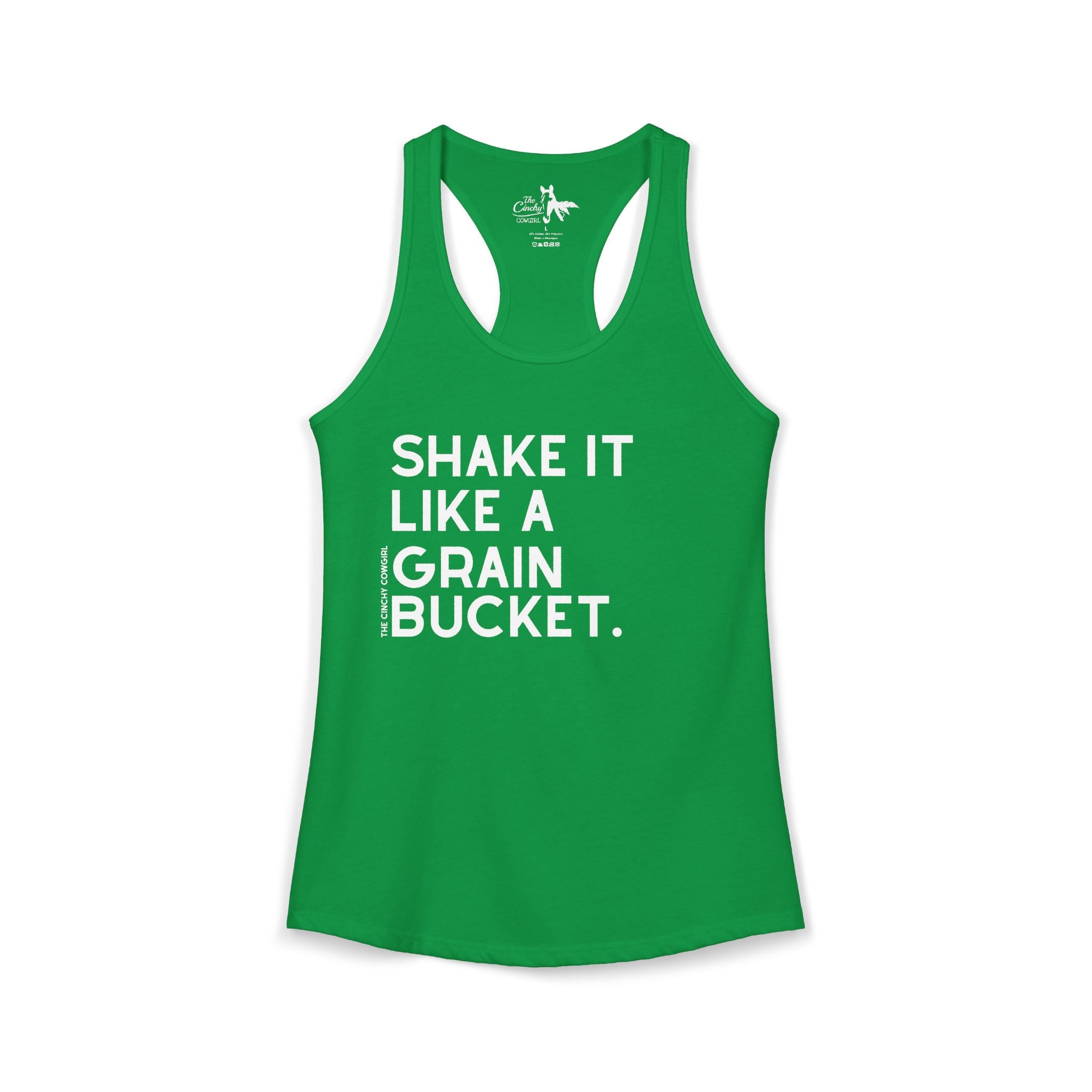 Shake It Like A Grain Bucket Tank Top Tank Top The Cinchy Cowgirl - Print XS Solid Kelly Green