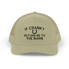 If Cranky Return Me To The Barn Trucker Hat Embroidered TCC Hat The Cinchy Cowgirl - Print Khaki