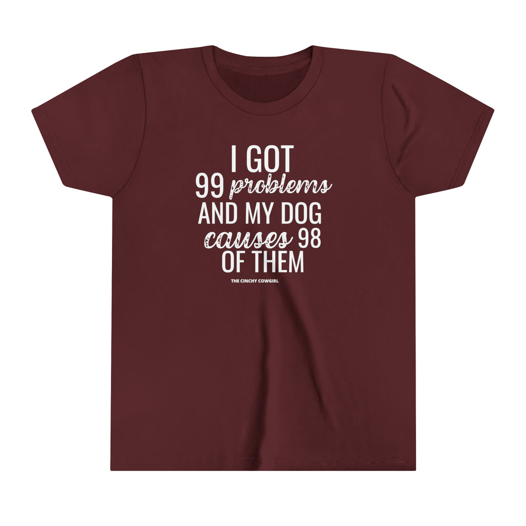 Dog Problem Youth Short Sleeve Tee Maroon