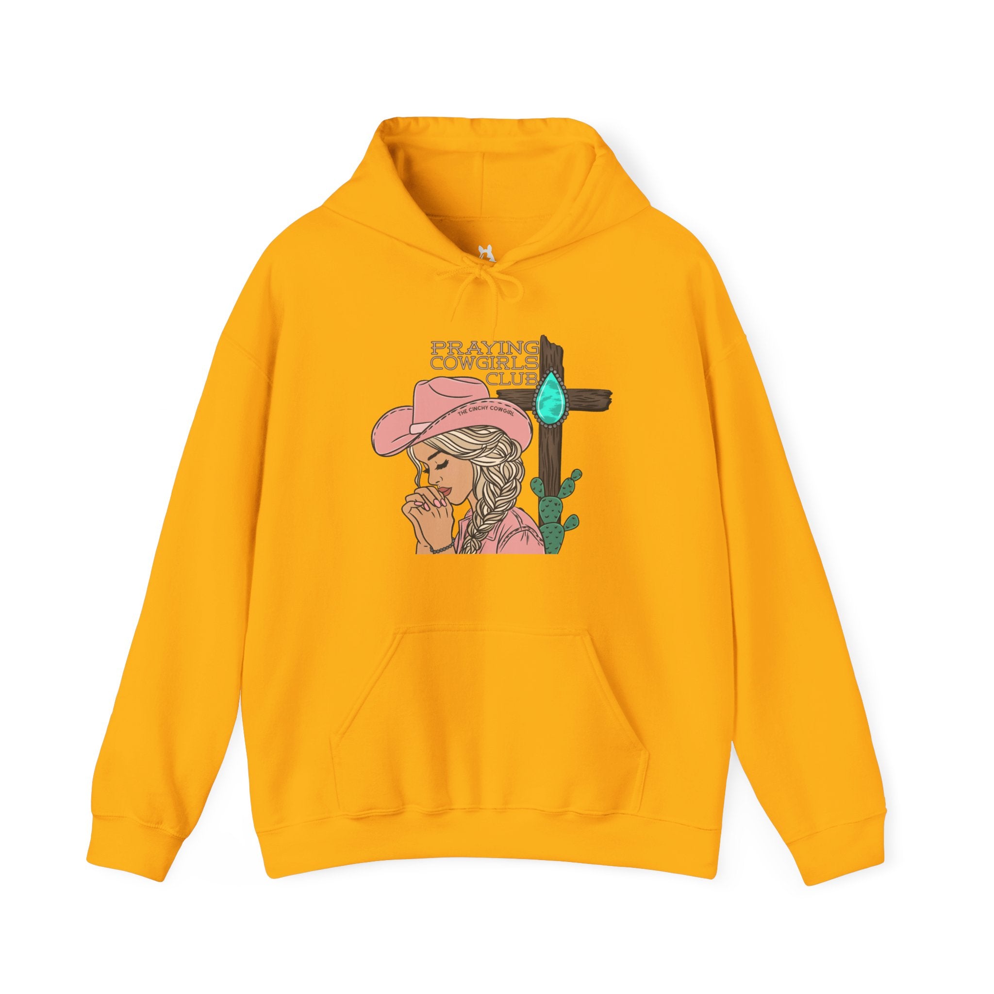 Praying Cowgirls Club Hoodie Hoodie The Cinchy Cowgirl - Print Gold S