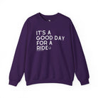 It's A Good Day For A Ride Fleece Pullover Sweatshirt The Cinchy Cowgirl - Print S Purple