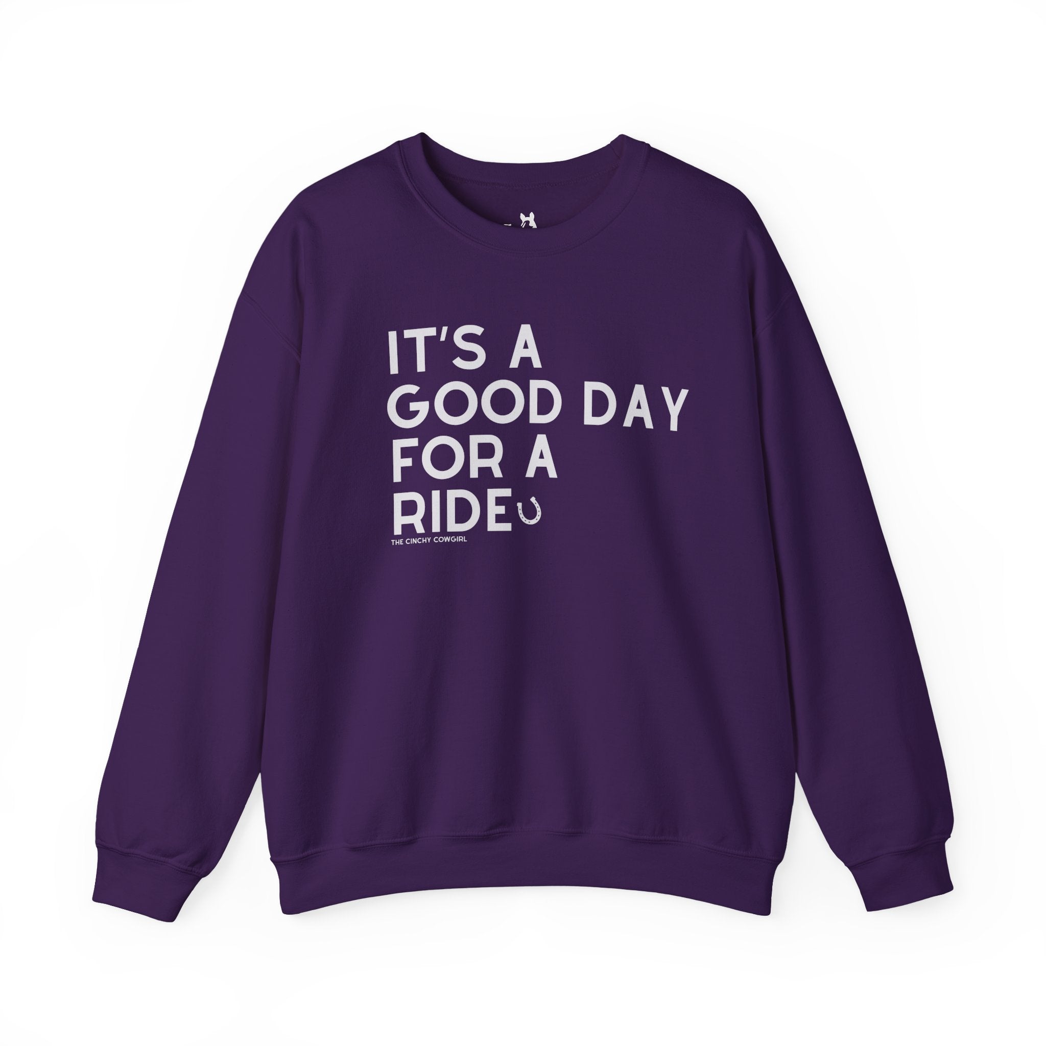 It's A Good Day For A Ride Fleece Pullover Sweatshirt The Cinchy Cowgirl - Print S Purple