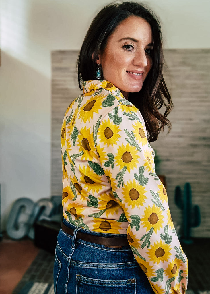 Sunflower & Cactus Long Sleeve Button Down YC Long Sleeve Button Down The Cinchy Cowgirl (YC)   