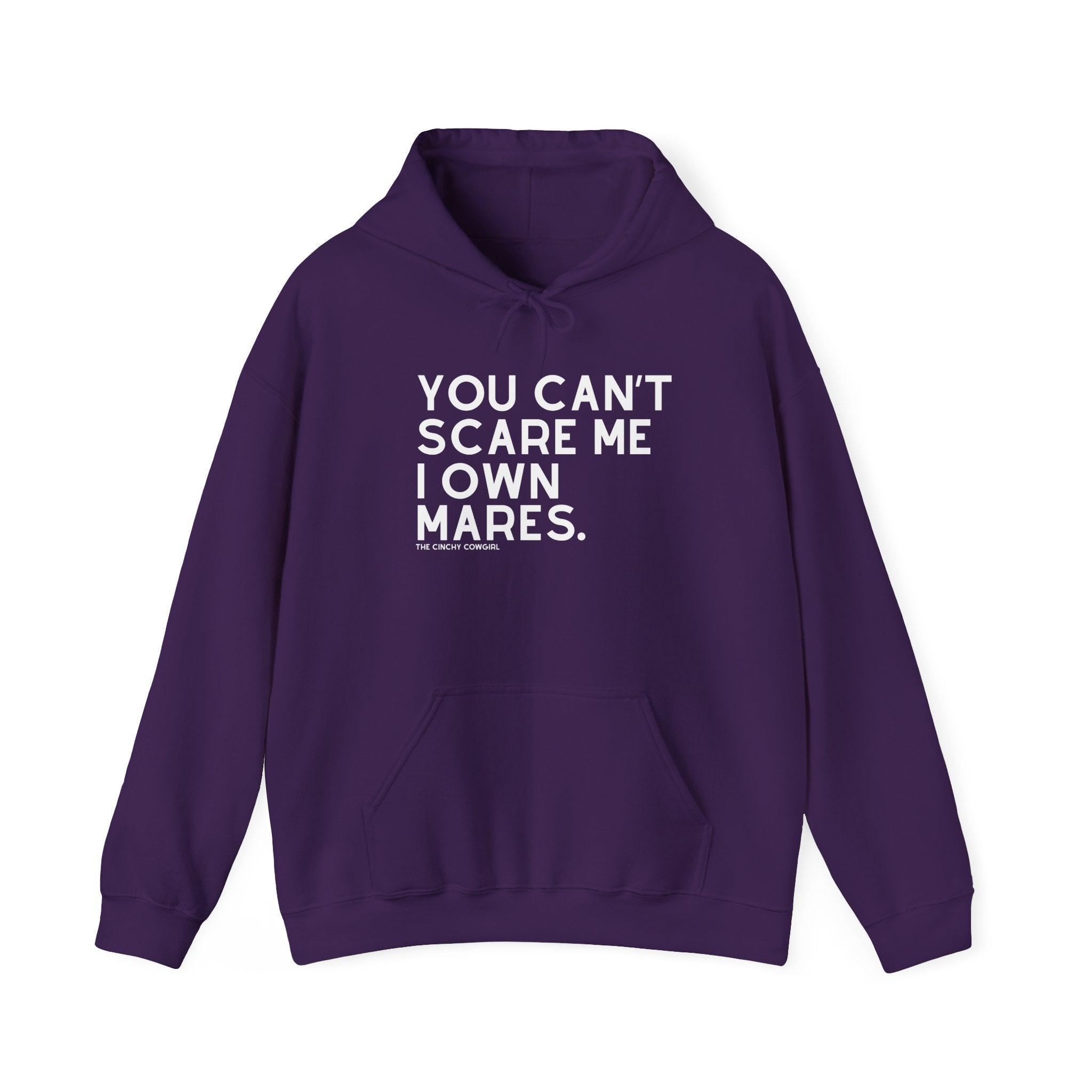 You Can't Scare Me I Own Mares Hoodie Hoodie The Cinchy Cowgirl - Print Purple S