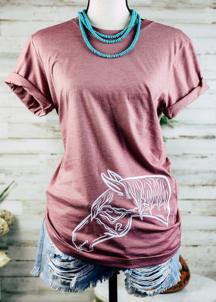 Western Horse Head Short Sleeve Tee [2 Colors] tcc graphic tee - $19.99 The Cinchy Cowgirl   