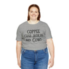 Coffee Cuss Words & Cows Short Sleeve Graphic Tee T-Shirt The Cinchy Cowgirl - Print