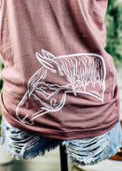 Western Horse Head Short Sleeve Tee [2 Colors] tcc graphic tee - $19.99 The Cinchy Cowgirl Mauve (SIDE DESIGN) Small 