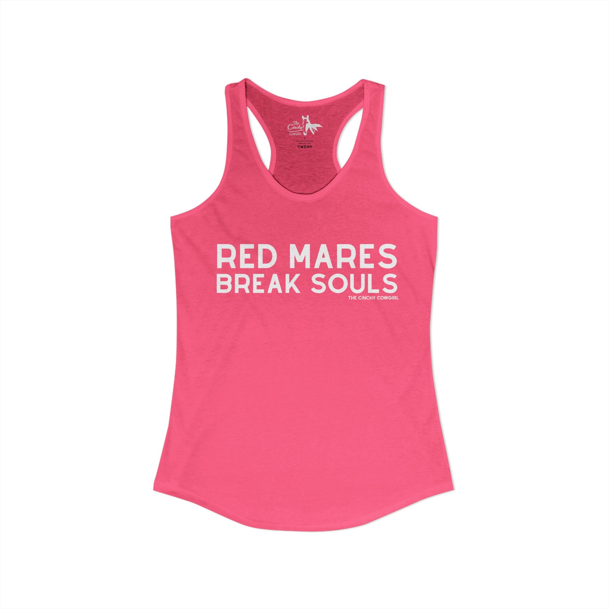 Red Mares Break Souls Tank Top Tank Top The Cinchy Cowgirl - Print XS Solid Hot Pink
