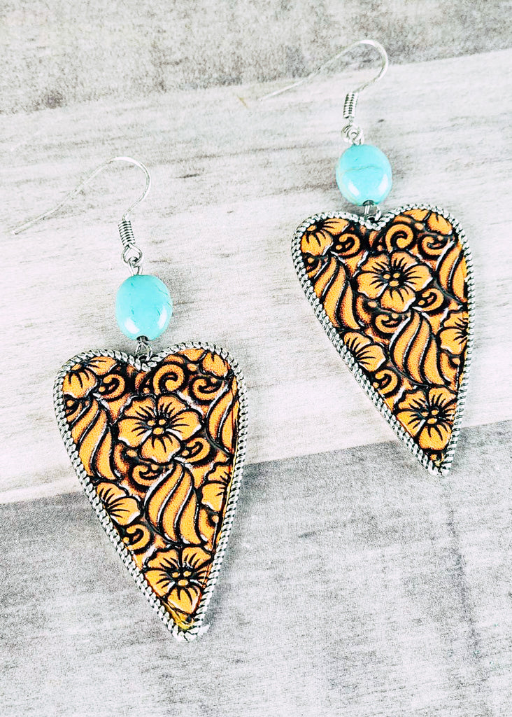 Tooled Heart Earring