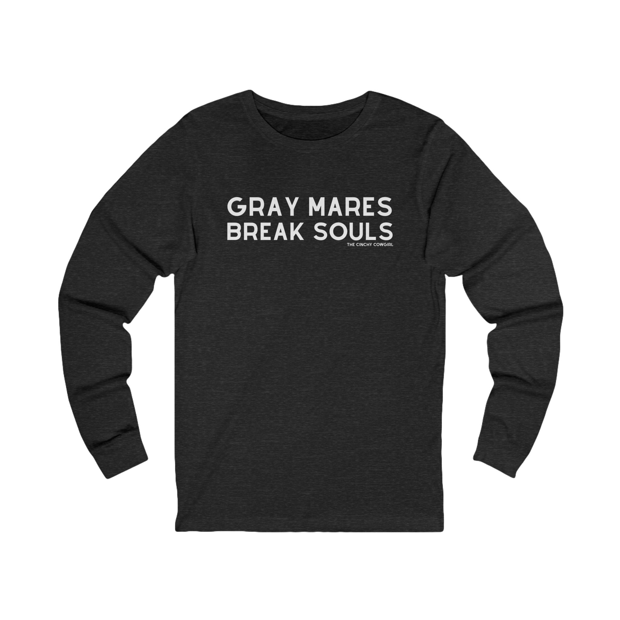 Gray Mares Break Souls Long Sleeve Tee Long-sleeve The Cinchy Cowgirl - Print S Dark Heathered Gray