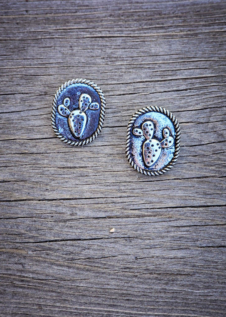 Western Twisted Cactus Stud Earrings Earrings Blue Tortoise