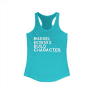 Barrel Horses Build Character Racerback Tank Tank Top The Cinchy Cowgirl - Print XS Solid Tahiti Blue