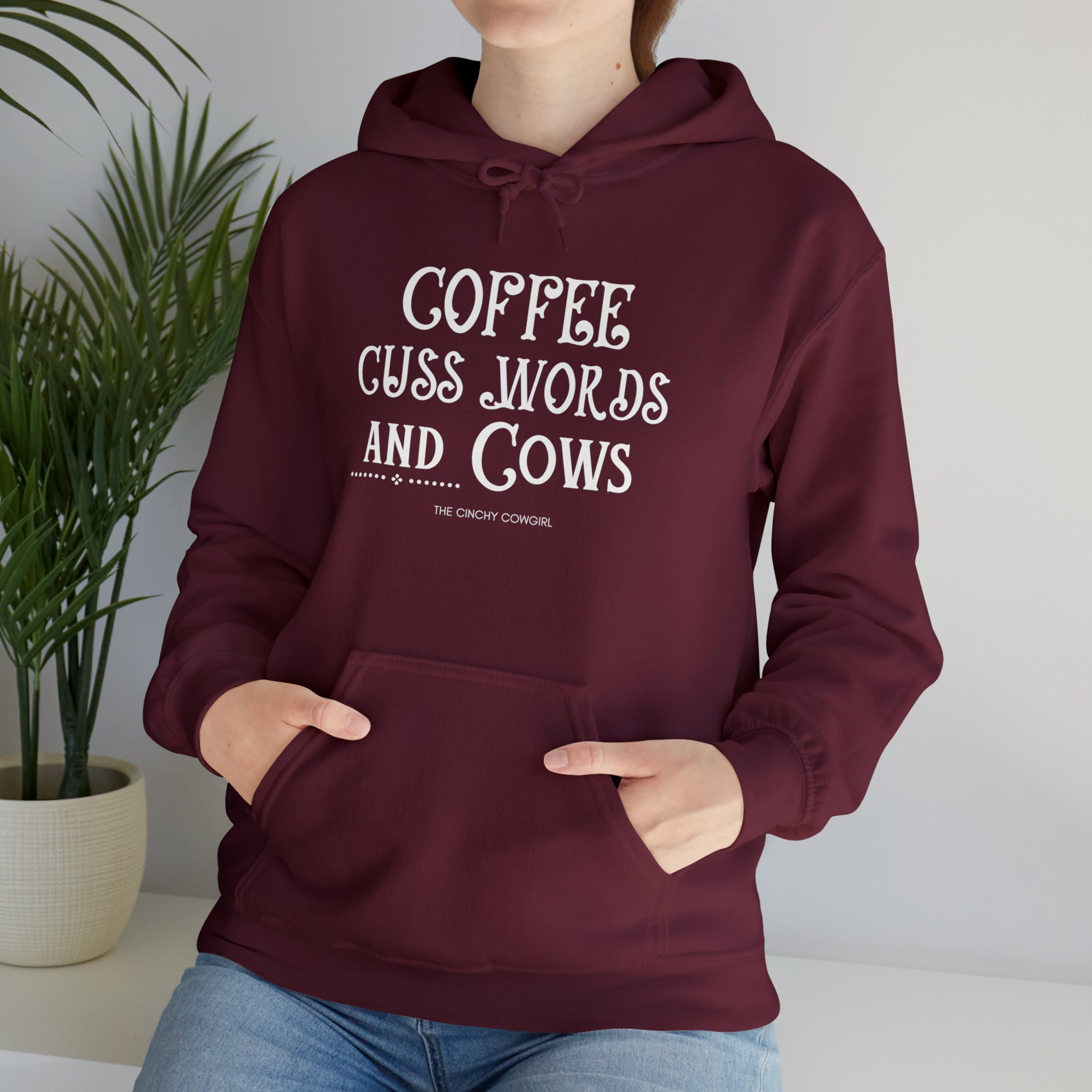 Coffee Cuss Words Cows Hoodie Hoodie Printify   