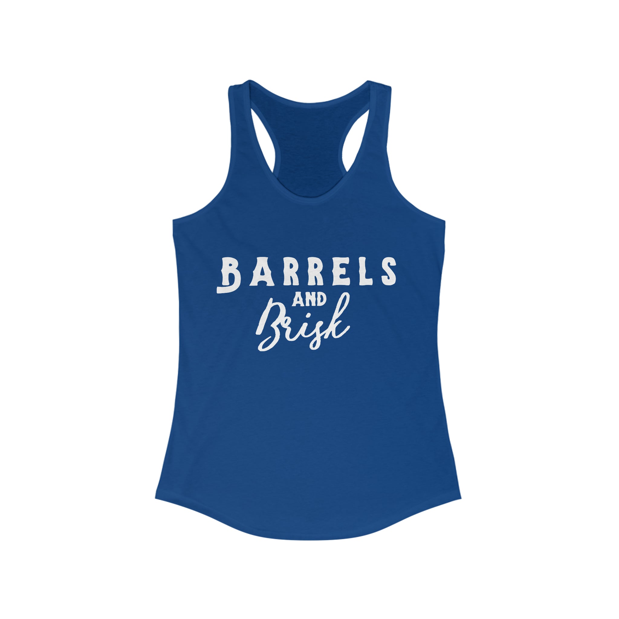 Barrels & Brisk Racerback Tank Horse Riding Discipline Tee Printify XS Solid Royal 