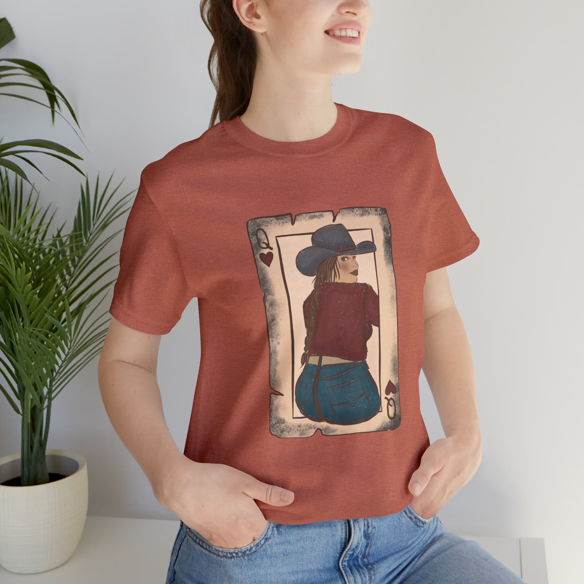 Queen Cowgirl Short Sleeve Tee tcc graphic tee Printify Heather Clay XS