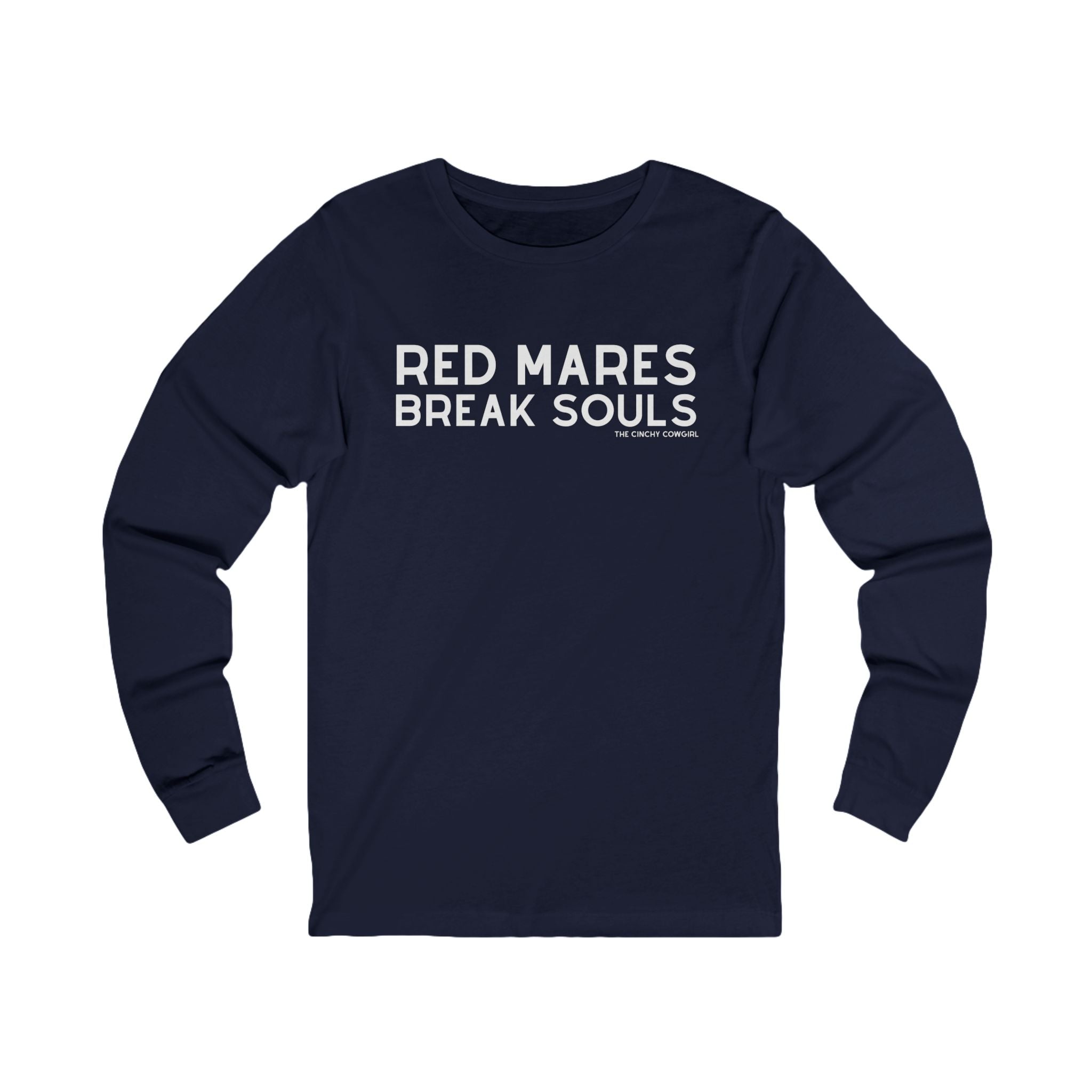 Red Mares Break Souls Long Sleeve Tee Long-sleeve The Cinchy Cowgirl - Print S Navy