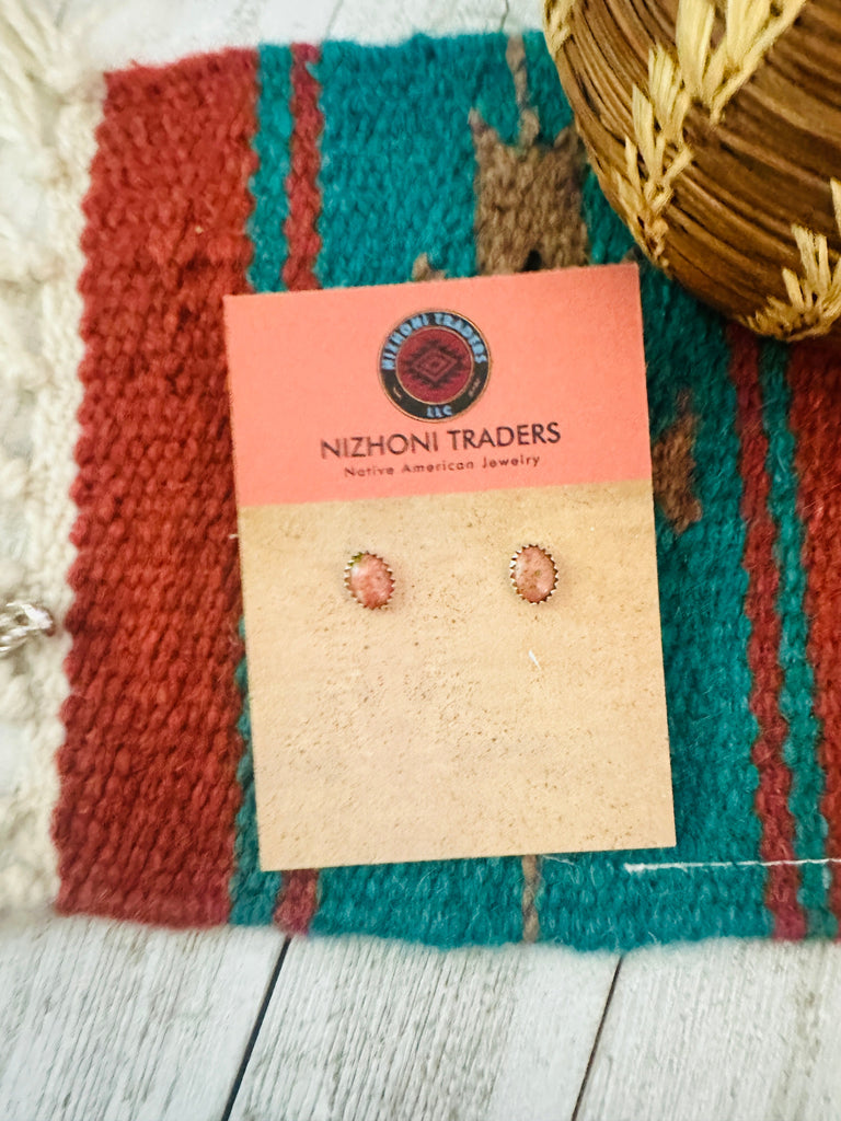 Navajo Rhodonite and Sterling Silver Stud Earrings NT jewelry Nizhoni Traders LLC   