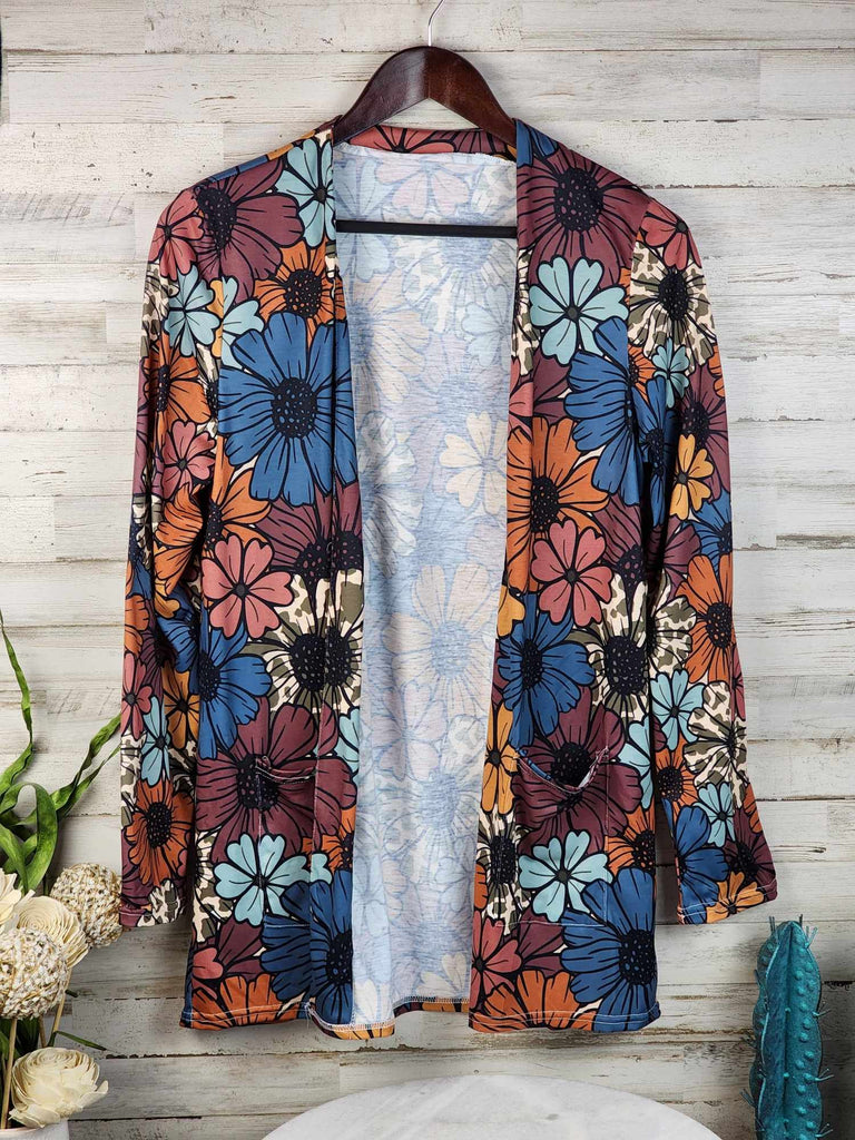 Retro Floral Cardigan - SIZE SMALL long sleeve top The Cinchy Cowgirl (YC)   