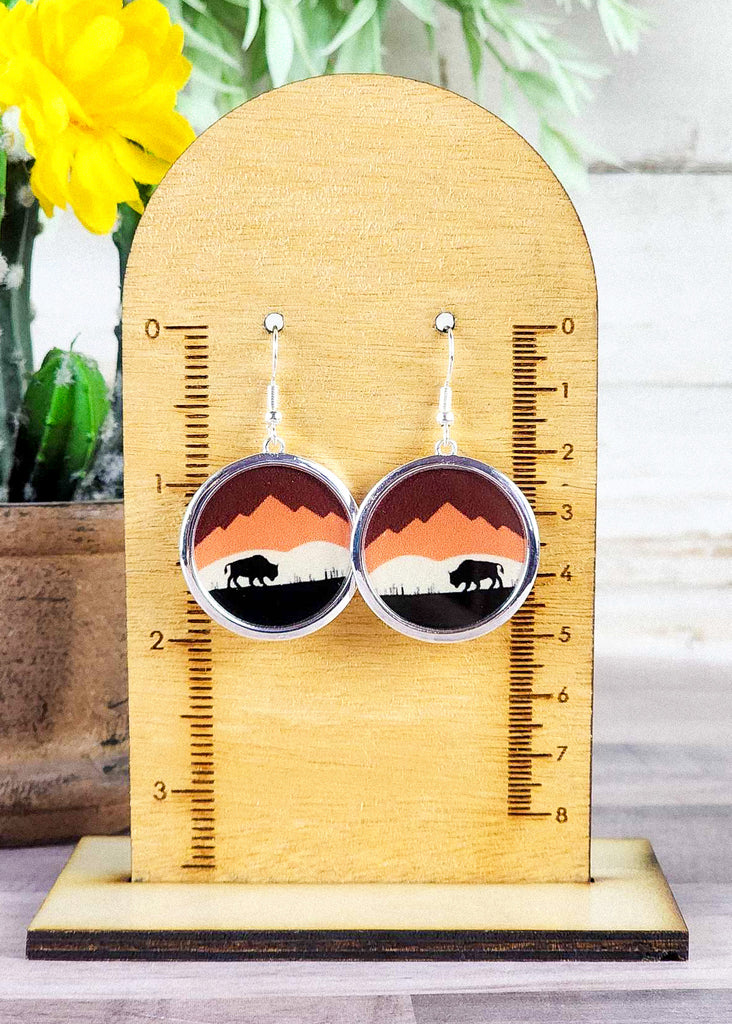 Southwestern buffalo scenery showcasing the western culture with about 2" dangle. 