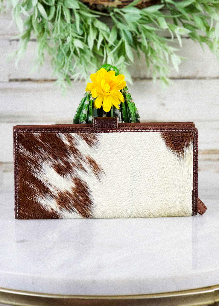 Back side of wallet with cowhide. Cowhide varies. 