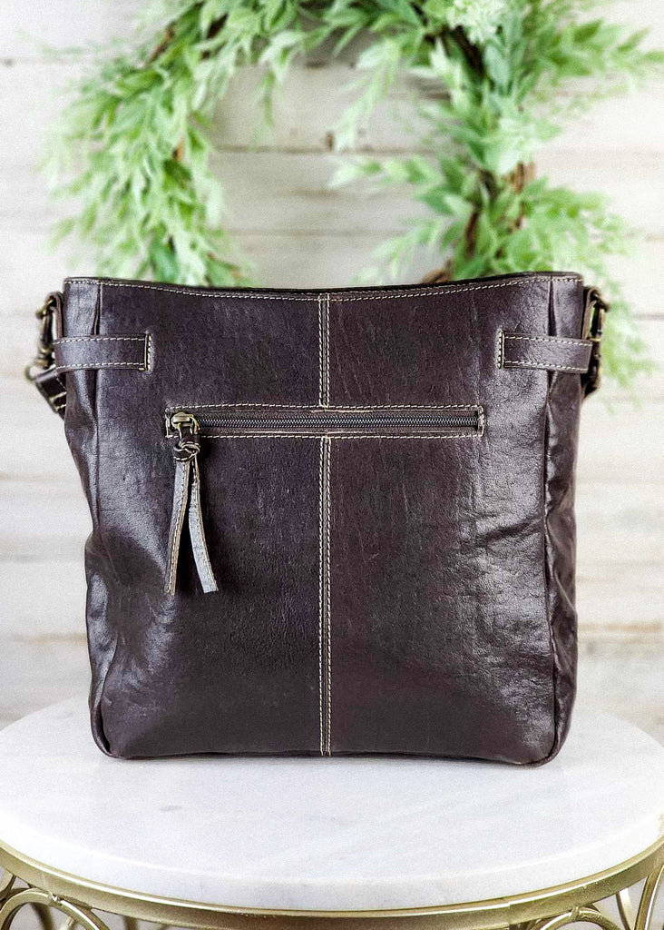 Back View. Cowgirl purse leather and back zipper. 