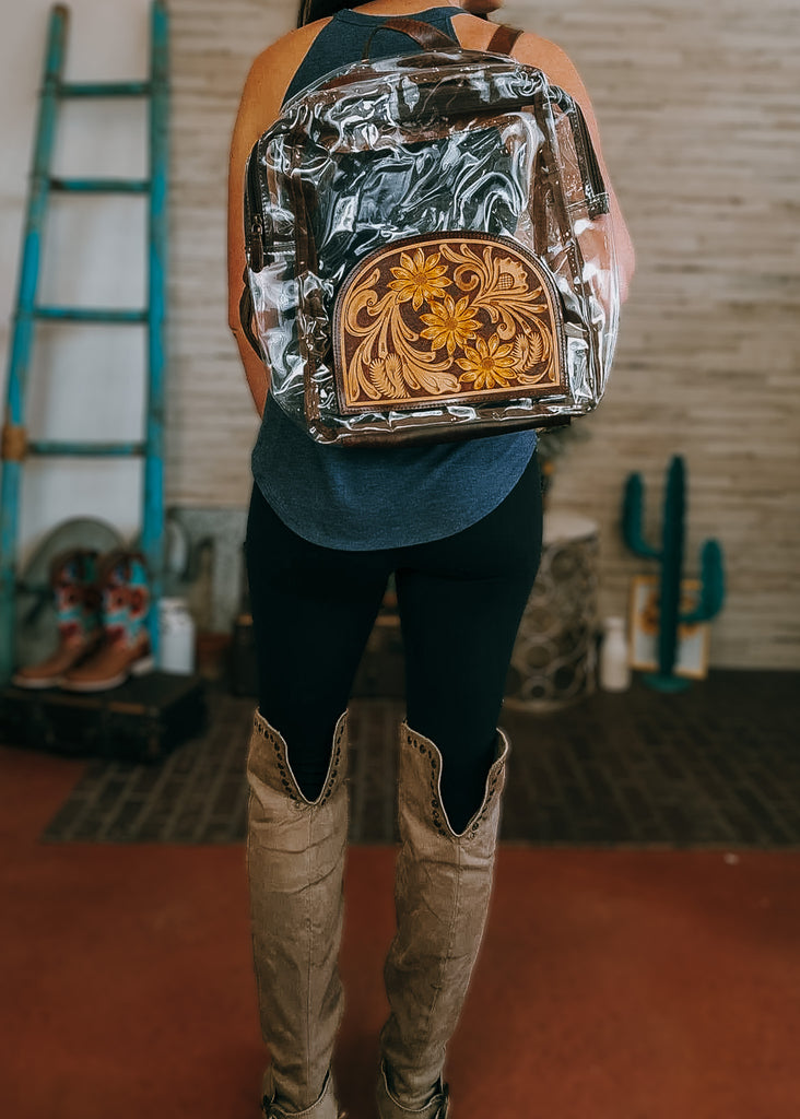 Clear Sunflower Tooled Backpack Backpack Sorrel South   