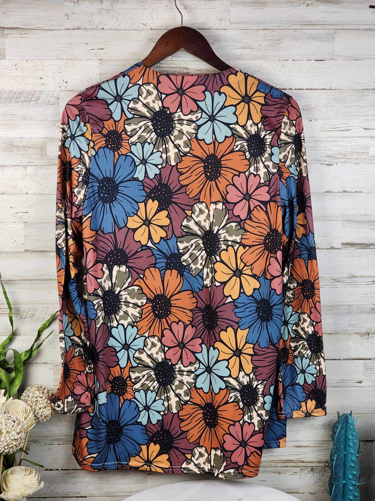 Retro Floral Cardigan - SIZE SMALL long sleeve top The Cinchy Cowgirl (YC)   