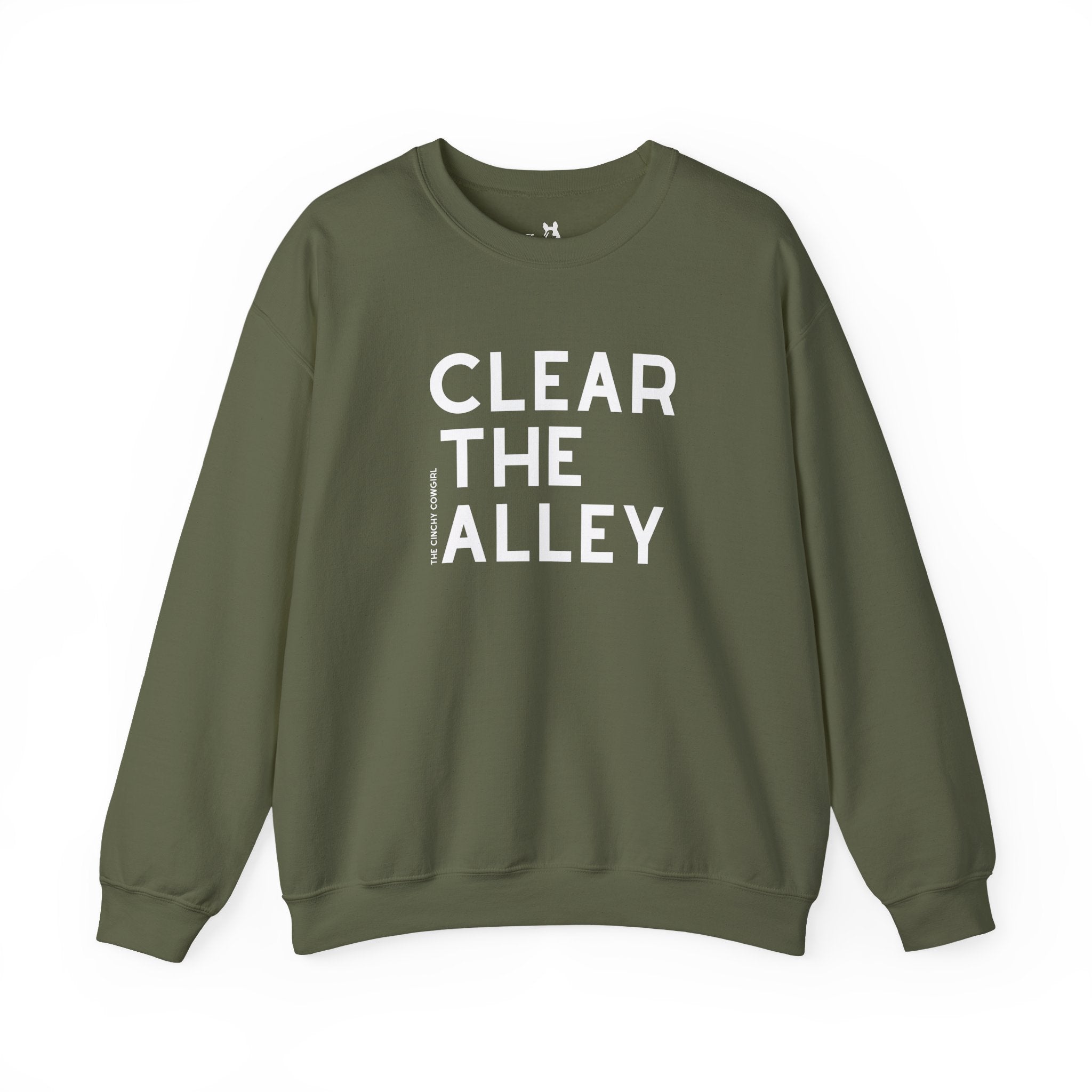 Clear The Alley Pullover Sweatshirt The Cinchy Cowgirl - Print S Military Green