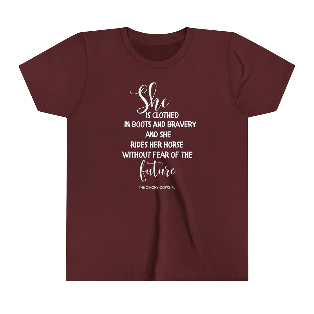 She is Clothed Youth Short Sleeve Tee Maroon