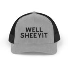 Well Sheeyit Trucker Hat Embroidered TCC Hat The Cinchy Cowgirl- Print Heather Grey / Black