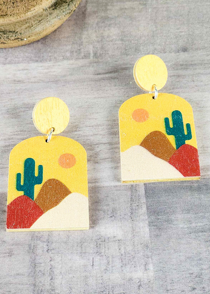 Desert Scenery Wood Earrings earrings Blue Tortoise   