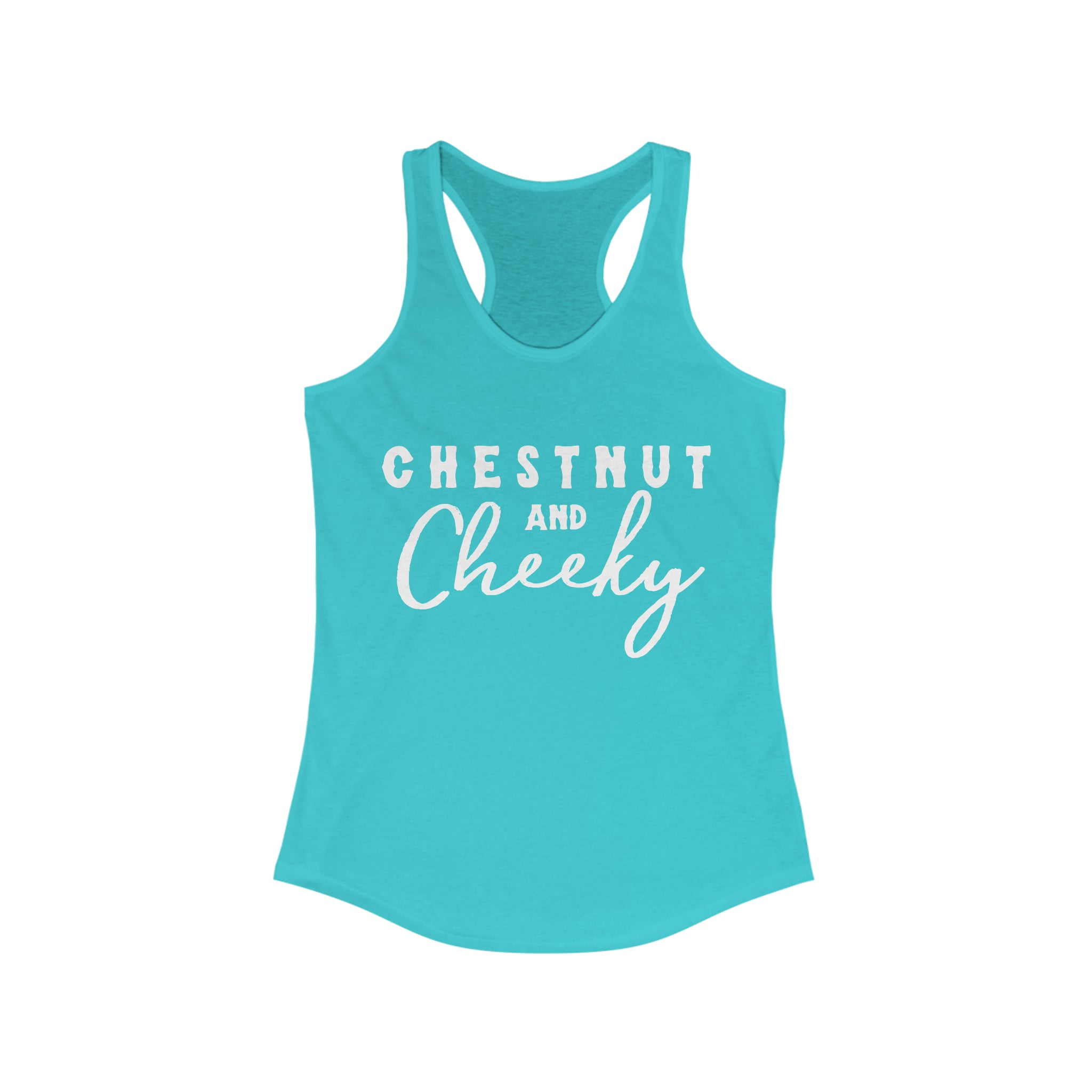 Chestnut & Cheeky Racerback Tank Horse Color Shirts Printify XS Solid Tahiti Blue 