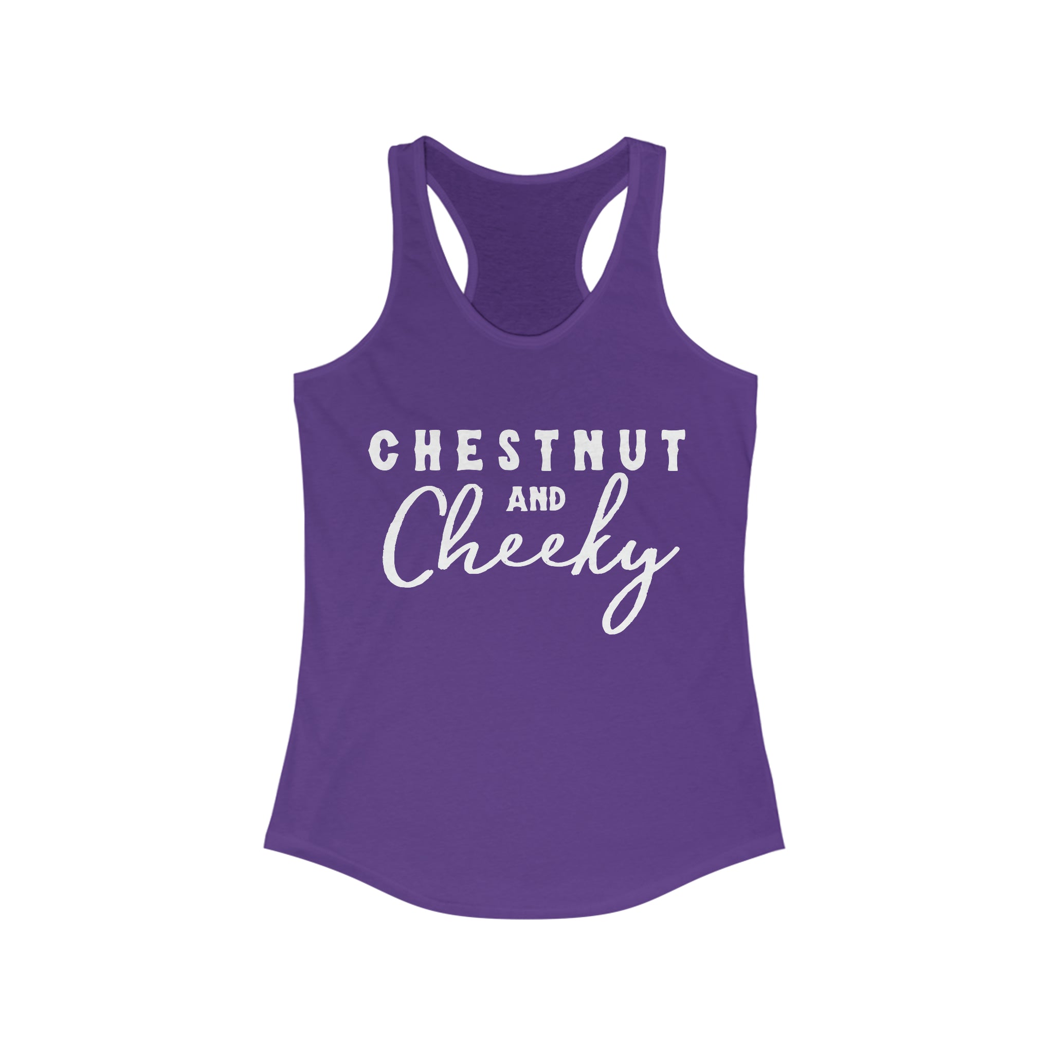 Chestnut & Cheeky Racerback Tank Horse Color Shirts Printify XS Solid Purple Rush 