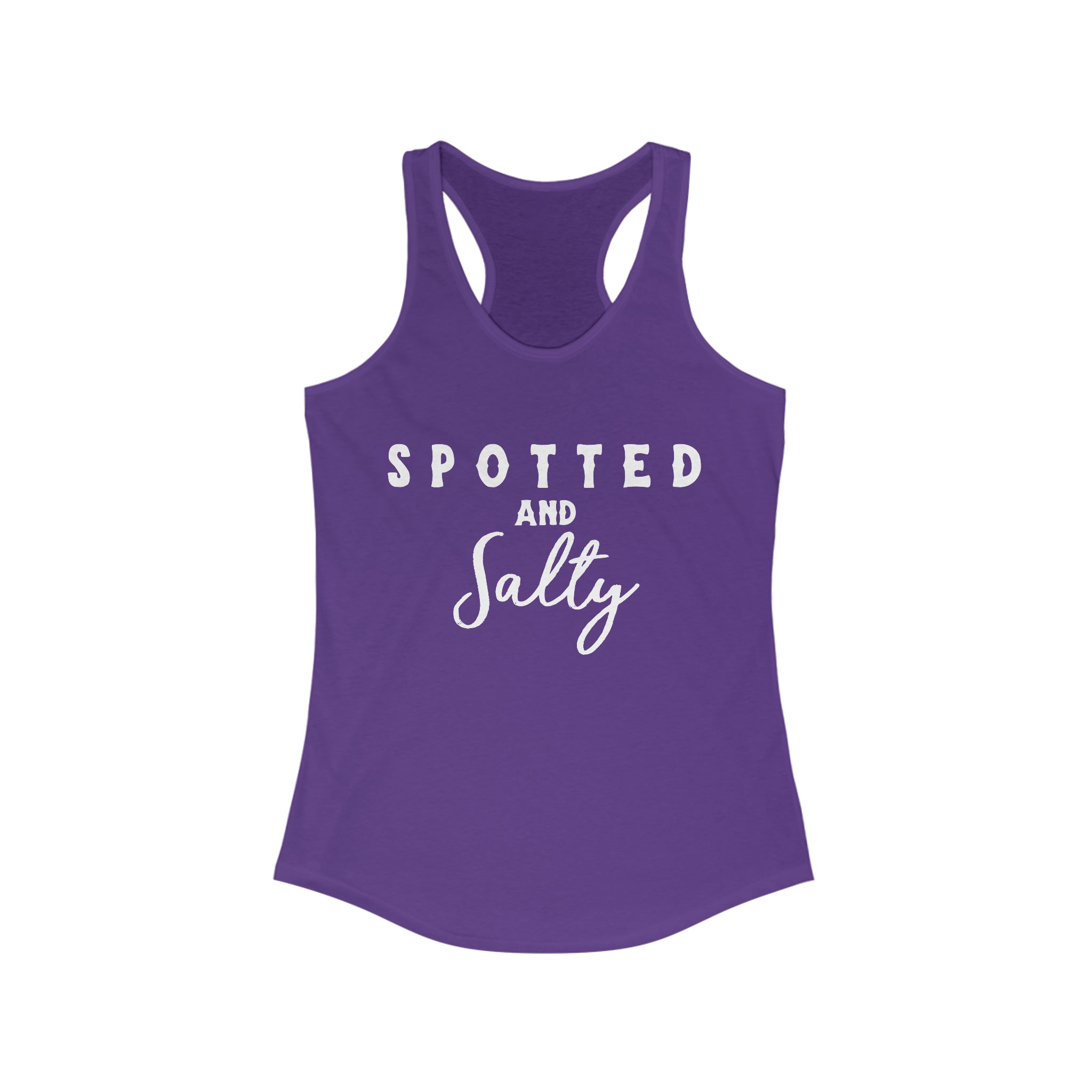 Spotted & Salty Racerback Tank Horse Color Shirts Printify XS Solid Purple Rush
