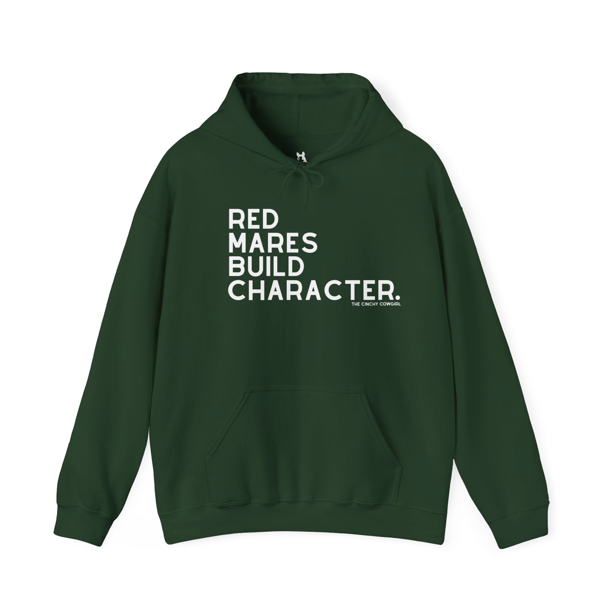 Red Mares Build Character Hoodie Hoodie The Cinchy Cowgirl - Print Forest Green S