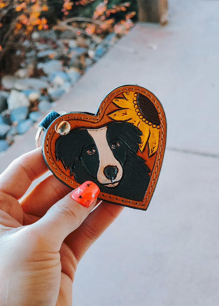 Heart Horse & Dog Keychain Leather Keychain Sorrel South Dog  
