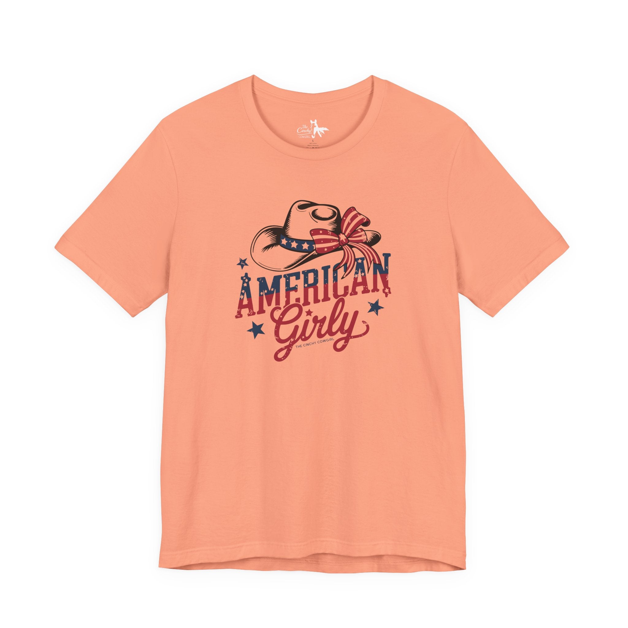 Patriotic American Girly Short Sleeve Tee Graphic Tee The Cinchy Cowgirl - Print Sunset XS
