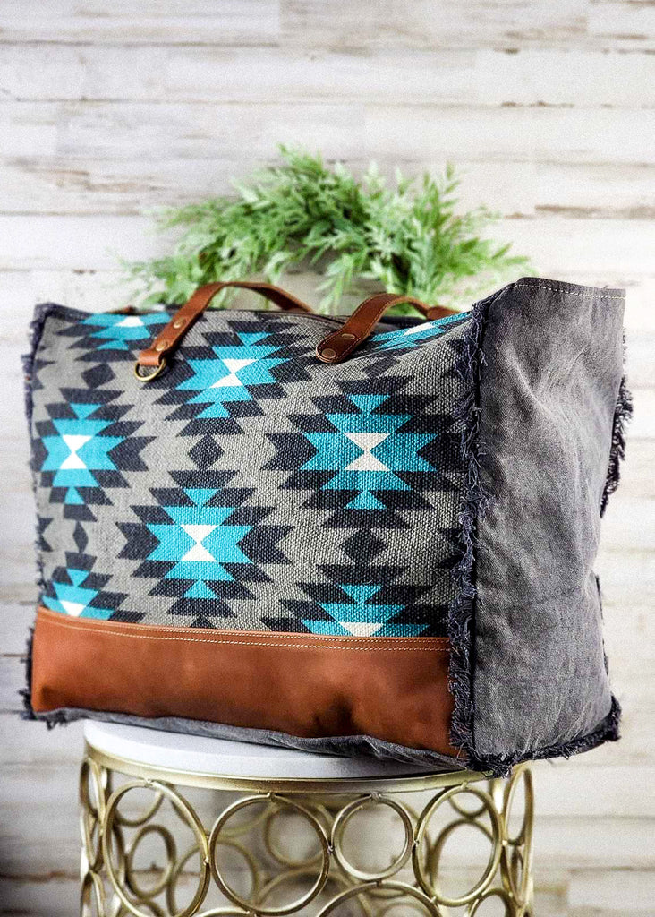 Turquoise Aztec Weekender Bag Weekender Handbag Myra   