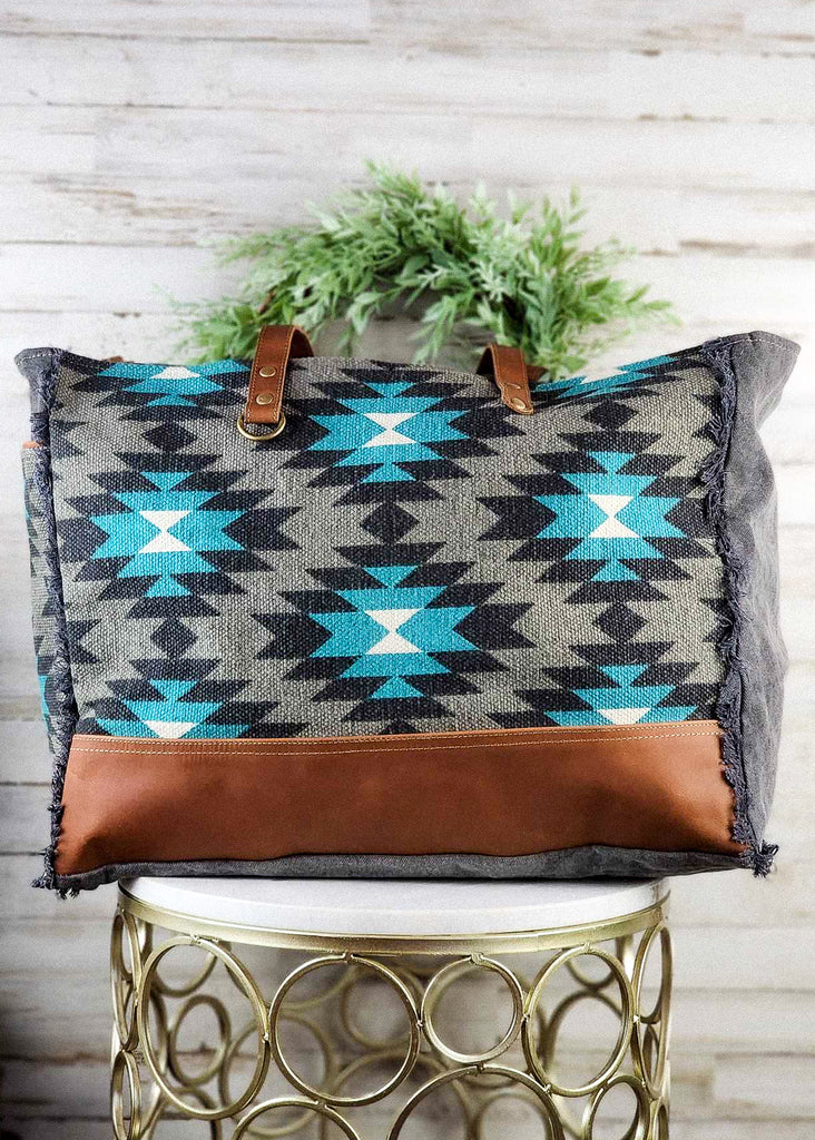 Turquoise Aztec Weekender Bag Weekender Handbag Myra   
