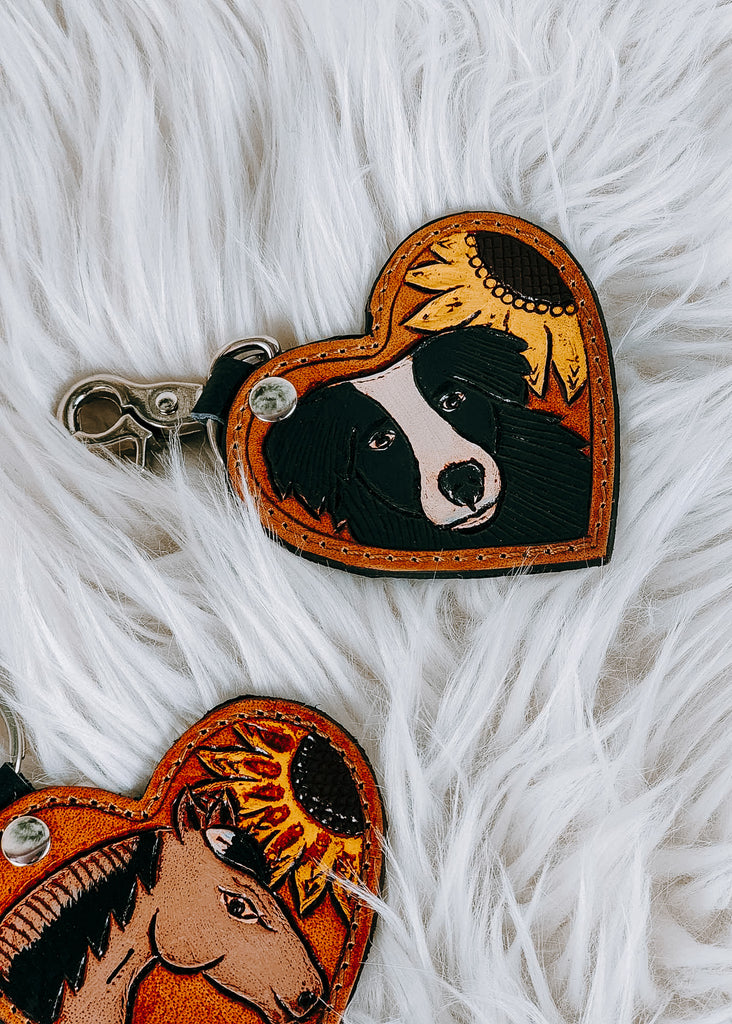 Heart Horse & Dog Keychain Leather Keychain Sorrel South   